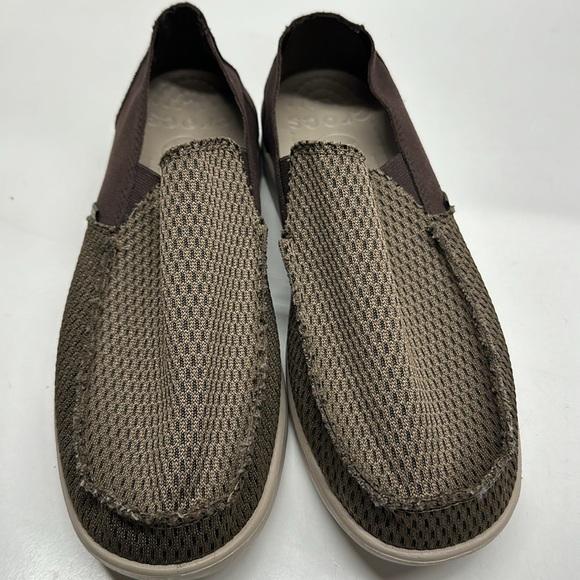 Crocs Santa Cruz Loafers Canvas Slip On Mesh Shoes Brown Tan 206558 Size Mens 9 - Picture 4 of 9